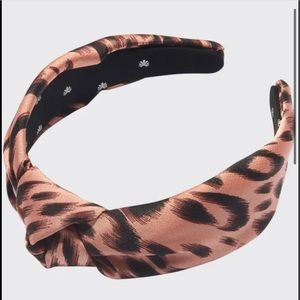 Lele Sadoughi knotted headband in leopard print - pink and brown/black silk